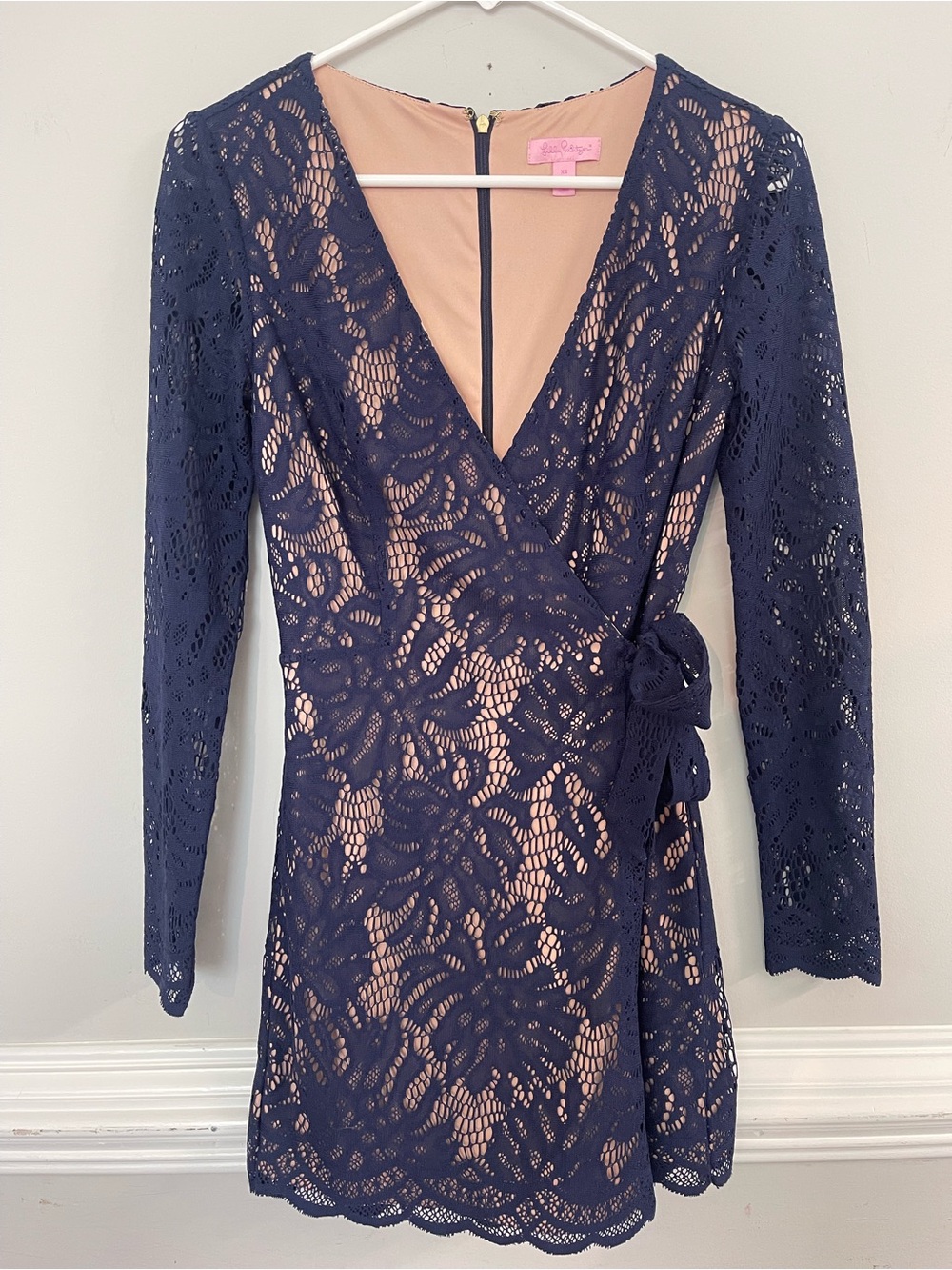 Lilly Pulitzer Lace Wrap Tiki Romper Navy Blue